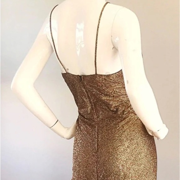 Stunning Vintage New Leaf by Samir Gold Accordion Pleated 70s Dress - Picture 13 of 13